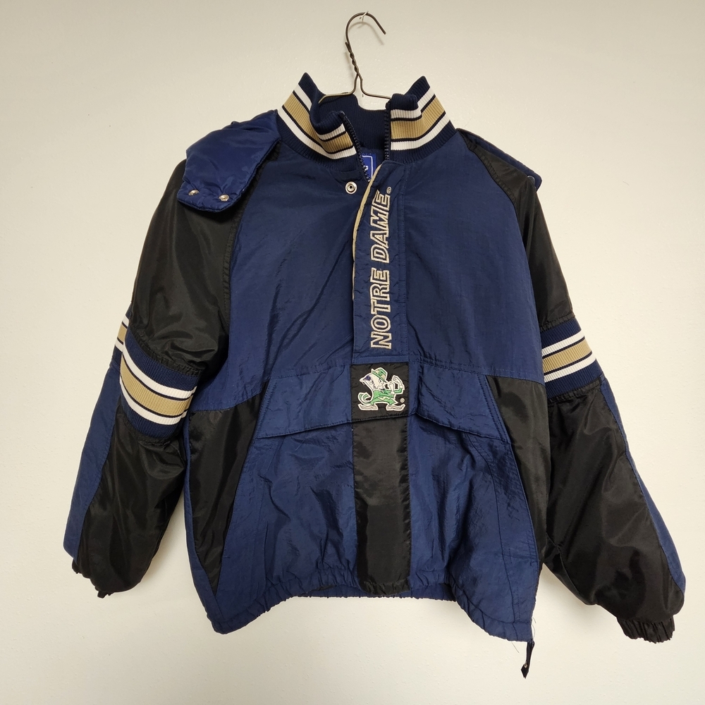 Vintage 90s Norte Dame Fighting Irish Starter Pullover Jacket Size L